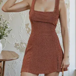 Shein Square Neck Sleeveless Shimmer Mini A-Line Dress-picture-14