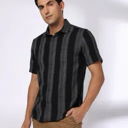 netplay Men Striped Slim Fit Shirt with Patch Pocket image 1