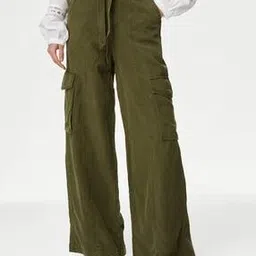 marks & spencer Lyocell Blend Utility Wide Leg Trousers-picture-30