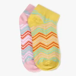 yousta Women Pack of 2 Striped Ankle-Length Socks-picture-31