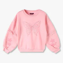 kg frendz Girls Butterfly Embroidered Regular Fit Sweatshirt image 1