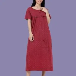 kryptic Women Polka-Dot Round Neck Nighti-picture-24