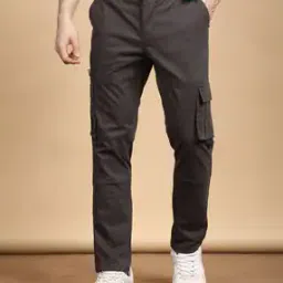 Men Slim Fit Flat-Front Cargo Trousers-image-22