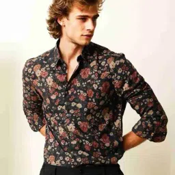 neonomad Men Floral Print Regular Fit Shirt with Spread Collar image 1