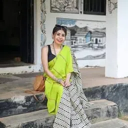 indie picks Strip Print Linen Cotton Saree -picture-52