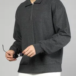 Shein Drop Shoulder Half Zip Closure Sweatshirt image 1