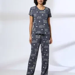 rio Women Typographic Print T-Shirt & Pyjamas Set-picture-10