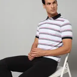 indian terrain Men Striped Regular Fit Polo T-Shirt with Patch Pocket-picture-13