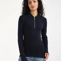 Women Slim Fit Cotton Polo T-Shirt-image-15