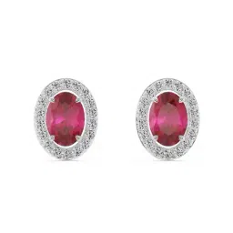 emori Women White Gold Lab Grown Diamond-Studded Stud Earrings image 1