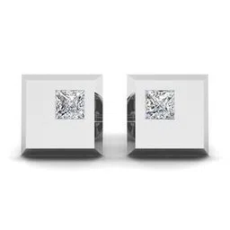 shine eternal Men White Gold Lab Grown Diamond-Studded Square of Brilliance Stud Earrings-picture-28
