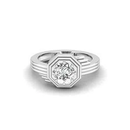 shine eternal Men White Gold Lab Grown Diamond-Studded Solitaire Architect Ring-picture-42