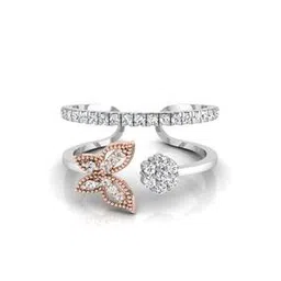 iski uski Diamond Studded White Gold Band Ring-picture-25