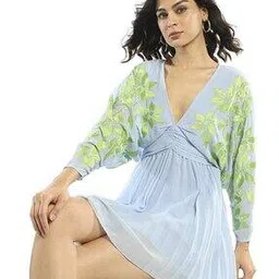 asos design Petite Batwing Pleated Mini Dress-picture-13