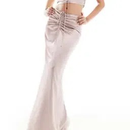 asos design Women Ruched Maxi Pencil Satin Skirt-picture-42