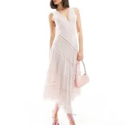 asos design Lace Insert Tiered Dress with Hi- Low Hem-picture-33