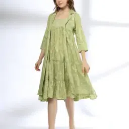 siyahi Women Leaf Print Tiered Dress-picture-50