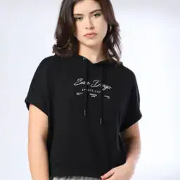 teamspirit Women Typographic Print Loose Fit Hooded Top-picture-20