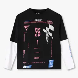 yb dnmx Boys Typographic Print Boxy Fit Round-Neck T-Shirt image 1