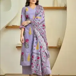 anni designer Women Floral Print Straight Kurta Set with Dupatta-picture-10
