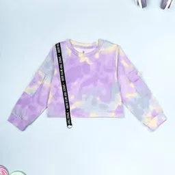 kiddopanti Girls Tie & Dye Print Regular Fit Round- Neck T-Shirt-picture-22