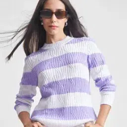 Women Ribbed Round-Neck Pullover-image-72