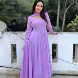 svaraa Women Round-Neck Gown Dress with Dupatta-picture-13