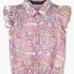 kg frendz Girls Graphic Print Relaxed Fit Blouson Top image 1