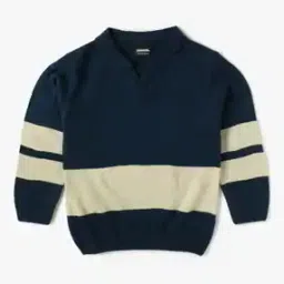 Boys Striped V-Neck Sweater-image-0