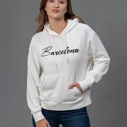 red tape Women Typographic Hoodie image 1