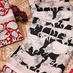 nyrika Women Kalamkari Print Cotton Saree-picture-32