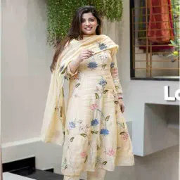 nyrika Women Embroidered A-Line Kurta Suit Set image 1