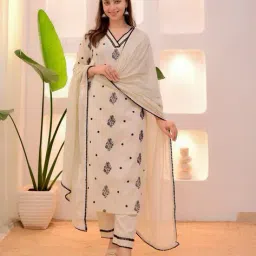 indie picks Embroidery Straight Kurta Set image 1