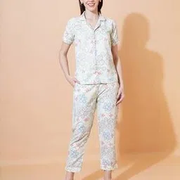 fyre rose Women Floral Print Shirt & Pyjamas Set-picture-48