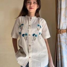 indie picks Pure Cotton Hand Embroidered Shirt Style Top-picture-27