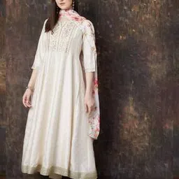 melange by lifestyle Women Embroidered A-Line Kurta Suit Set-picture-13