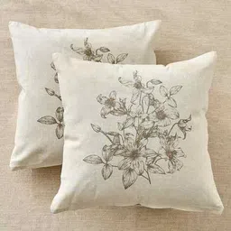 home centre Set of 2 Floral Print Square Shaped Cushions 16"x16" image 1