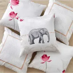 Set of 5 Vera Elephas Printed Cushion Covers- 16"x16"-image-25