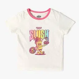 yousta Girls Typographic Print Regular Fit Crew-Neck T-Shirt-picture-46
