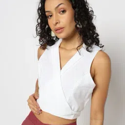 yousta Women V-Neck Regular Fit Wrap Top image 1