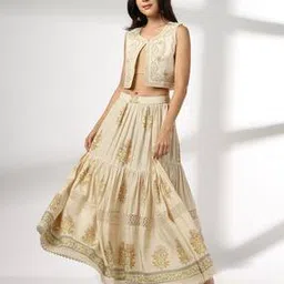 fusion Women Floral Print Top & Skirt Set-picture-14