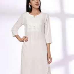 avaasa mix n' match Women Straight Kurta with Embroidered Yoke-picture-4