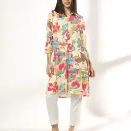 Women Floral Print A-Line Kurta-image-77