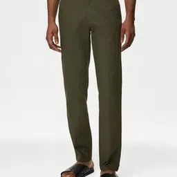 marks & spencer Men Regular Fit Flat-Front Trousers-picture-12