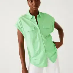 marks & spencer Relaxed Fit Shirt with Flap Pockets-picture-47