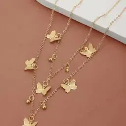 carlton london Women Rose Gold Plated Multiple Butterfly Necklace-picture-49