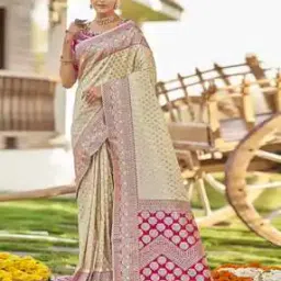 harivar Women Floral Woven Saree with Tassels-picture-11