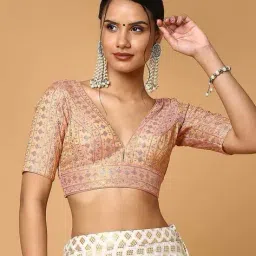 salwar studio Women V-Neck Back-Open Blouse image 1