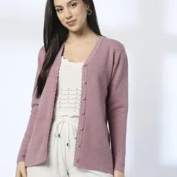 avaasa mix n' match Women V-Neck Drop Needle Cardigan image 1