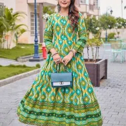 prem kumar Women Printed Round-Neck Anarkali Kurta -picture-12